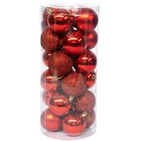 24 Esferas Navideña 6cm Bambalinas Adornos Arbolito Navidad Rojo Brillante