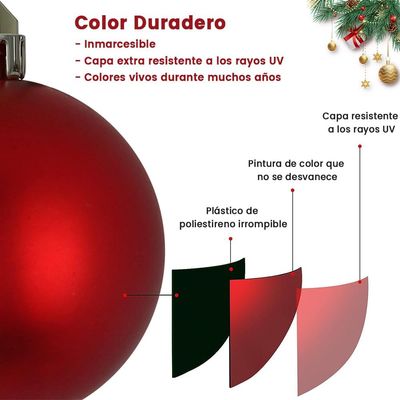 Imagen 2 del producto 24 Esferas Navideña 6cm Bambalinas Adornos Arbolito Navidad Rojo Brillante