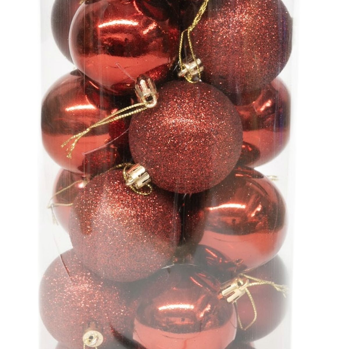 WAKESHOME - 24 Esferas Navideña 6cm Bambalinas Adornos Arbolito Navidad Rojo