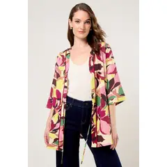 MA GRIFFE - Kimono Estampado Mujer Amarillo Magriffe