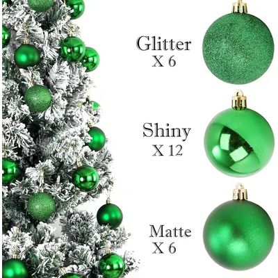 Imagen 2 del producto 24 Esferas Navideña 6cm Bambalinas Adornos Arbolito Navidad Verde
