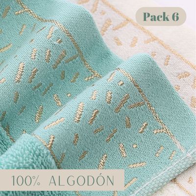 Imagen 2 del producto Pack De 6 Toallas de mano de Algodon 74x34 cm Paños Cocina Baño