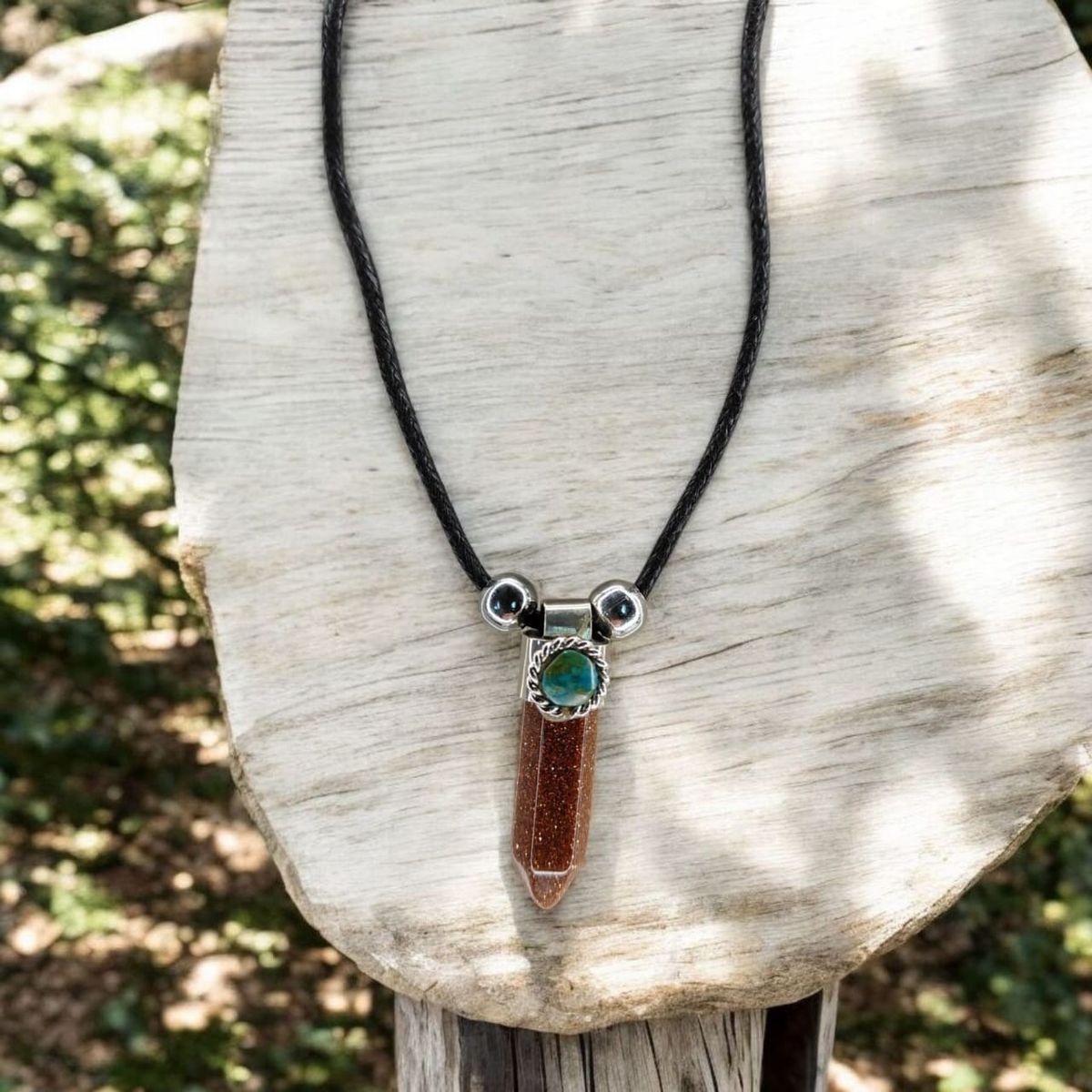 GENERICO - Collar Cuarzo Cristal Piedra De Sol Piensamentos Positivos Con Bolsa