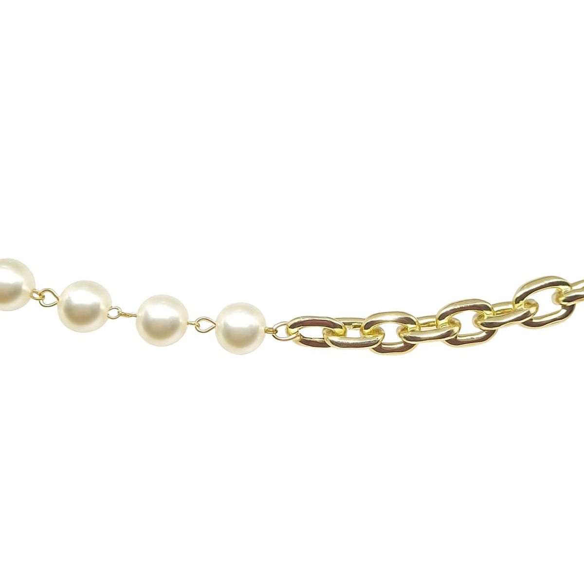 JOYAS LANDEROS - Moderna Pulsera 5 Perlas y eslabones enchapado en oro de 18k - 20CM