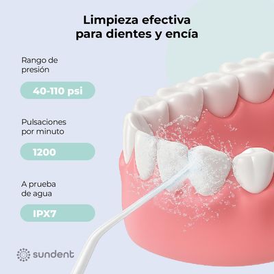 Imagen 2 del producto Irrigador Dental Recargable Limpieza Bucal + Set Acc - Blanco
