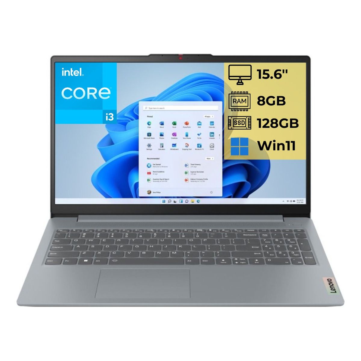 LENOVO - Notebook Lenovo Intel Core i3-N305 8GB RAM 128GB SSD 15.6" Full HD Windows 11