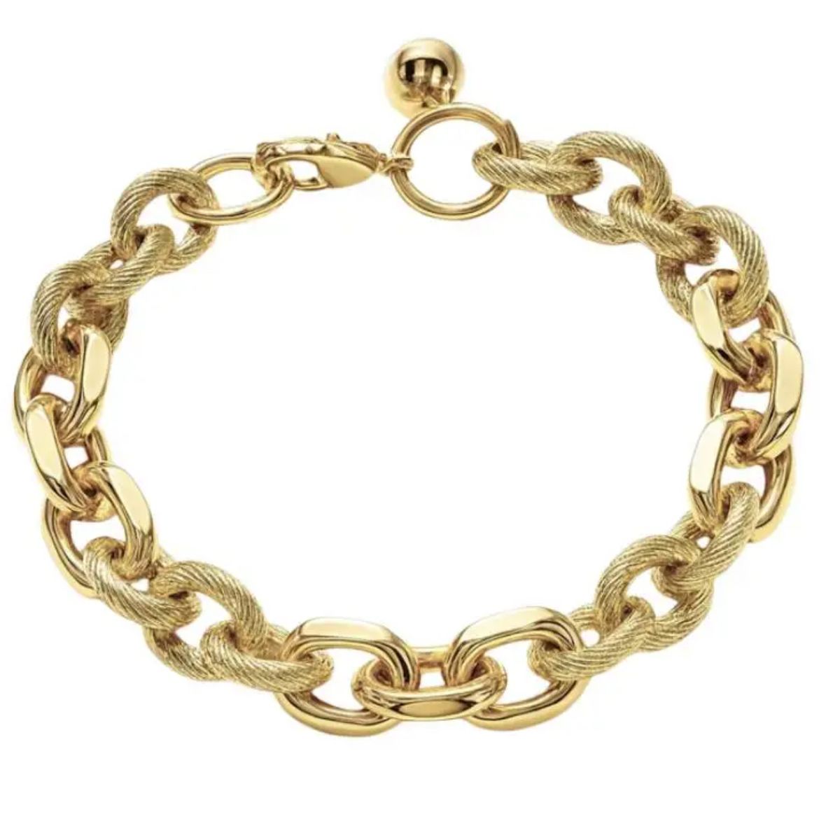 JOYAS LANDEROS - Pulsera Eslabones Cascabel enchapado en oro de 18k - 22CM