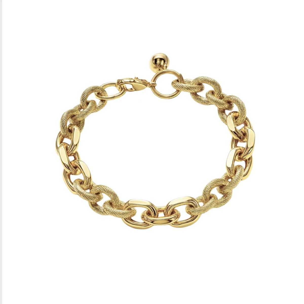 JOYAS LANDEROS - Pulsera Eslabones Cascabel enchapado en oro de 18k - 22CM
