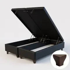 BLOCCARE - Base Cama Baul Super King Dividida (Negro) / con Patas de madera 11 cm / Con refuerzo