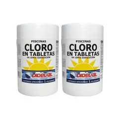 DIDEVAL - 2x Cloro En Tableta Para Piscinas 1 Kg