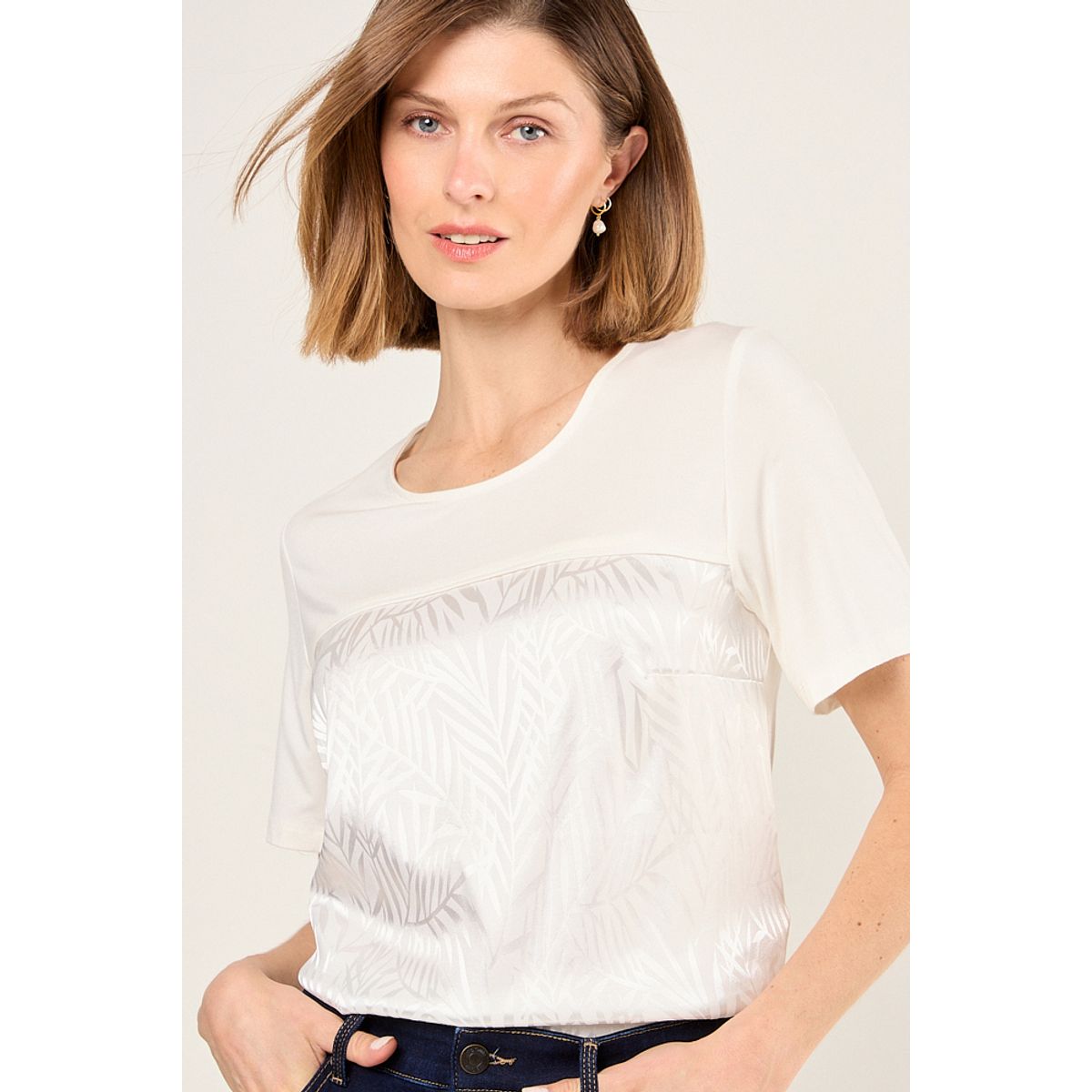 MA GRIFFE - Polera Doble Tela Mujer Blanco Magriffe