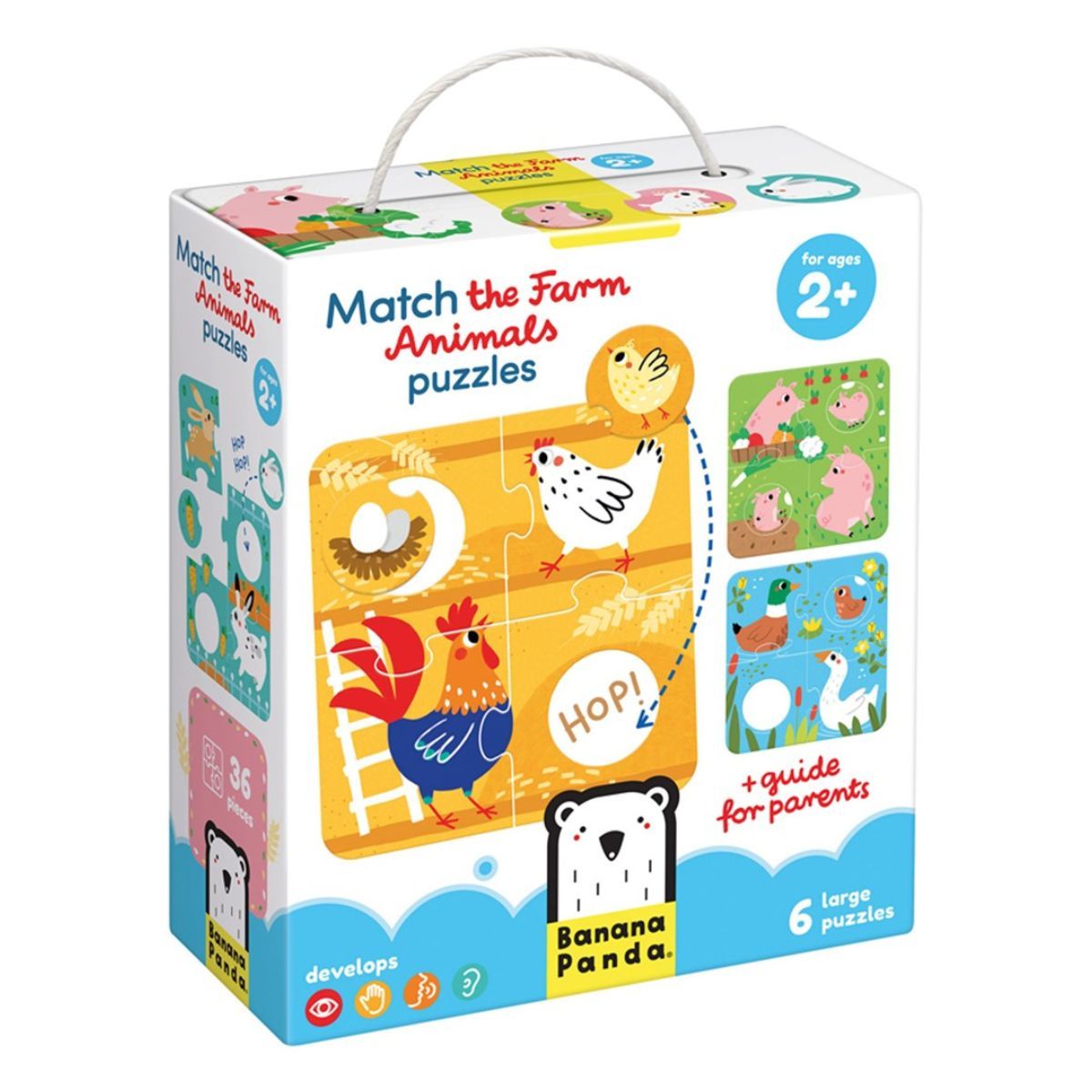 EDITORIAL CONTRAPUNTO - Puzzle Match the Farm Animals (36 piezas, 6 puzzles) 2+