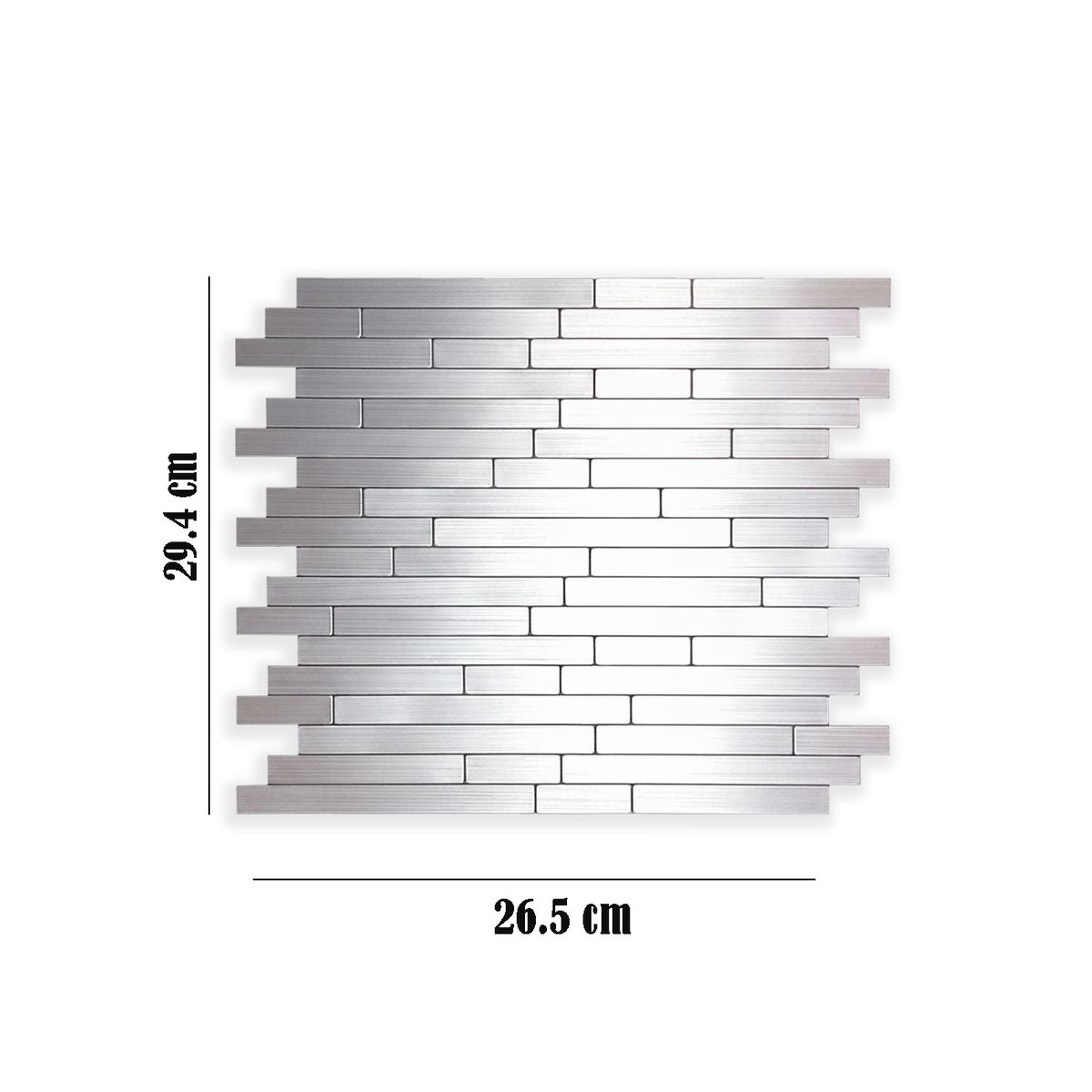 MERCAR RAY - Caja 8 Mosaicos Salpicadero Autoadhesivo Aluminio Bricks 29,4x26,5cm