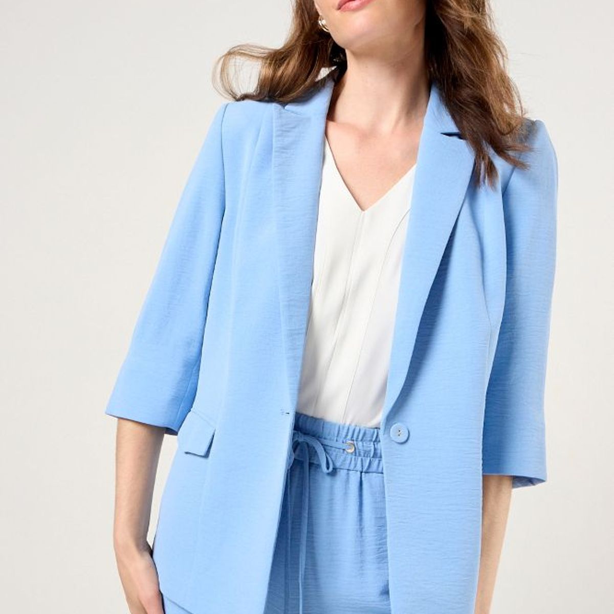 MA GRIFFE - Blazer Ligero Mujer Celeste Magriffe