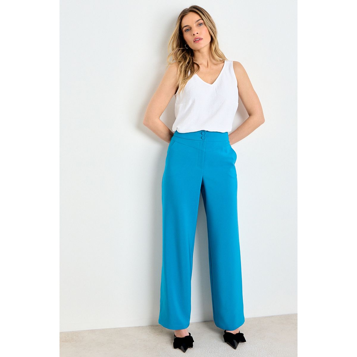 ASH - Pantalon Recto Liso Mujer Azul Ash