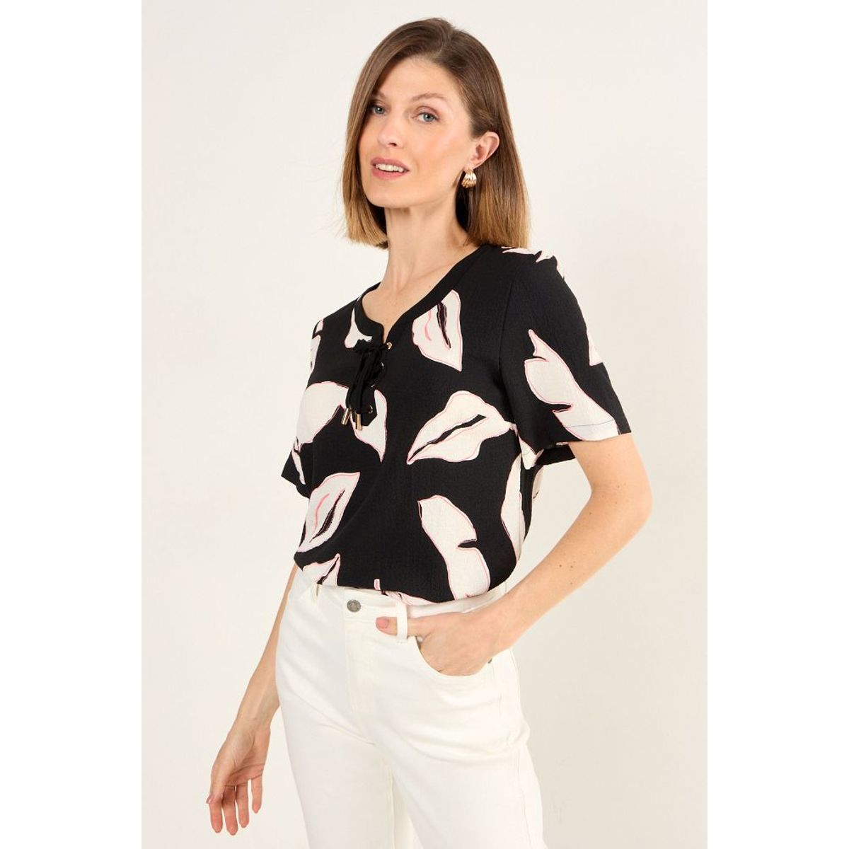 MA GRIFFE - Blusa Estampada Mujer Negro Magriffe