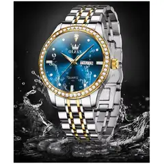 STARTECHOFFICE - Reloj de Lujo para Hombre Diseño Clásico y Esfera Azul Real Acero Inoxidable, Movimiento de Cuarzo