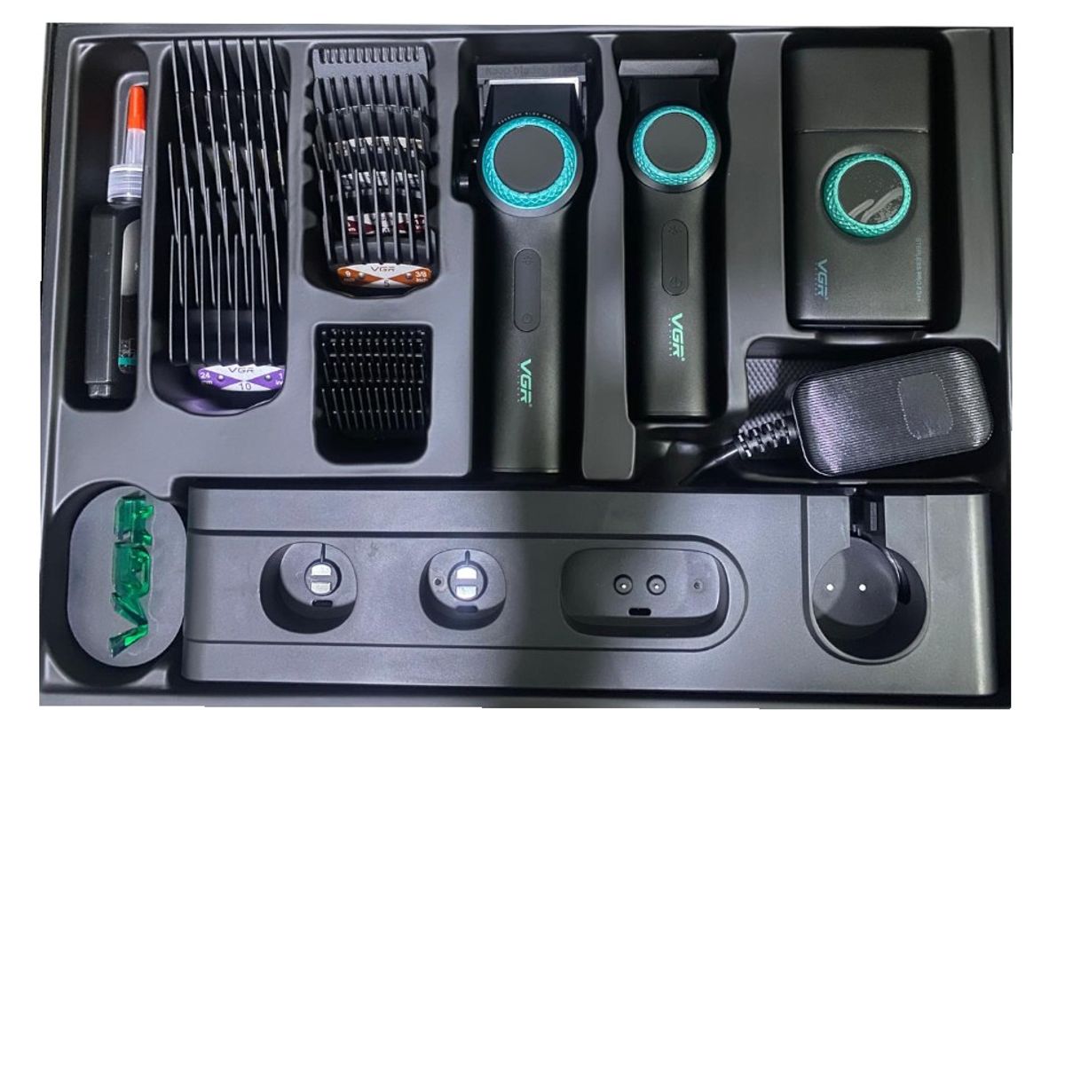 VGR VOYAGER - Barber Combo VGR Cortapelo, Patillera Y Afeitadora Negro Stepless 3