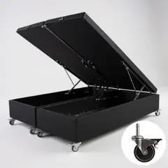 BLOCCARE - Base Cama Baul King Dividida Negro con Ruedas Pyton Con refuerzo