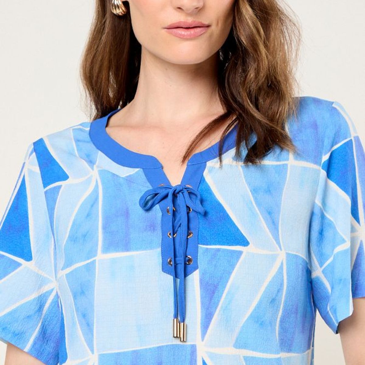 MA GRIFFE - Blusa Estampada Mujer Celeste Magriffe