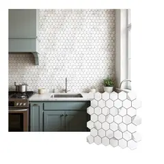 MERCAR RAY - Mosaico Salpicadero Autoadhesivo PVC-Aluminio Panal Mármol-Plata 312x32cm