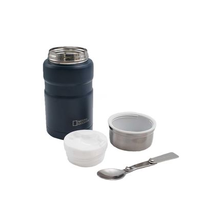 Imagen 2 del producto Termo Comida Acero Inoxidable 750ml con cubiertos Azul