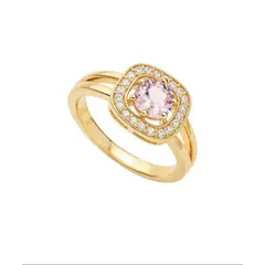 JOYAS LANDEROS - Anillo Cristal Cuadrado Enchapado en oro de 18k