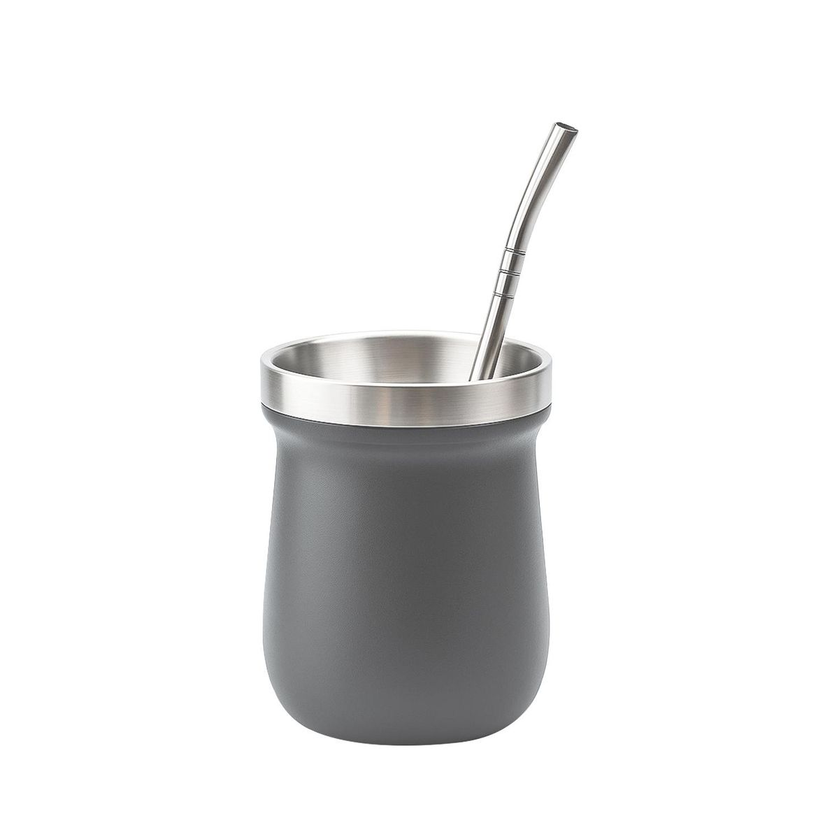 NATIONAL GEOGRAPHIC - Matera Acero Inoxidable con Bombilla 230ml Gris