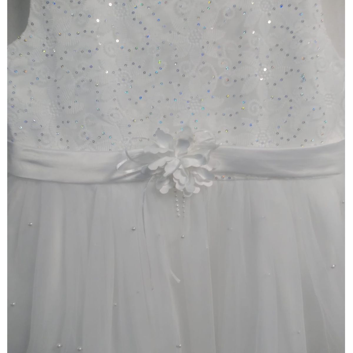 ALMA & DECO - Vestido Bautizo Paje Fiesta Mod Macarena Blanco con Lazo Ajustable