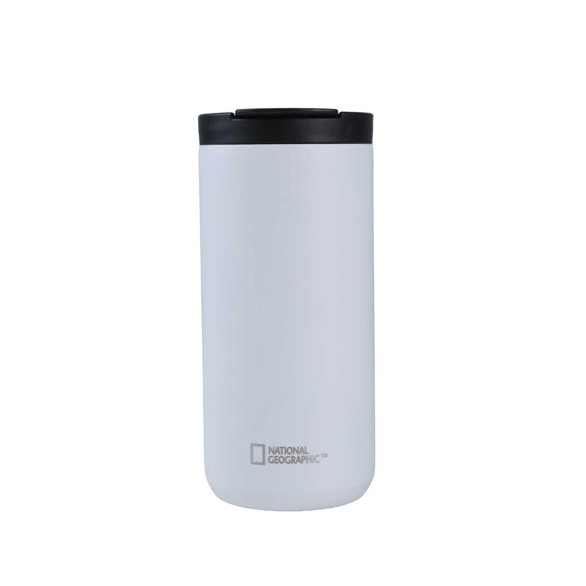 NATIONAL GEOGRAPHIC - Mug Acero Inoxidable Tapa Flip Antideslizante 350ml Blanco
