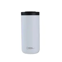 NATIONAL GEOGRAPHIC - Mug Acero Inoxidable Tapa Flip Antideslizante 350ml Blanco