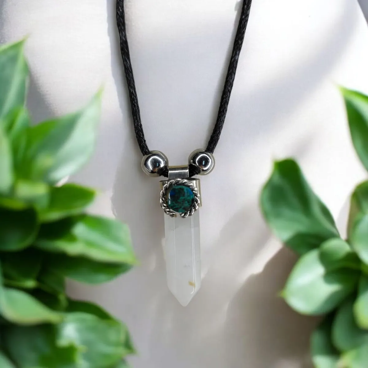 GENERICO - Collar Cuarzo Blanco Claridad Y Proteccion Energetia Con Bolsa