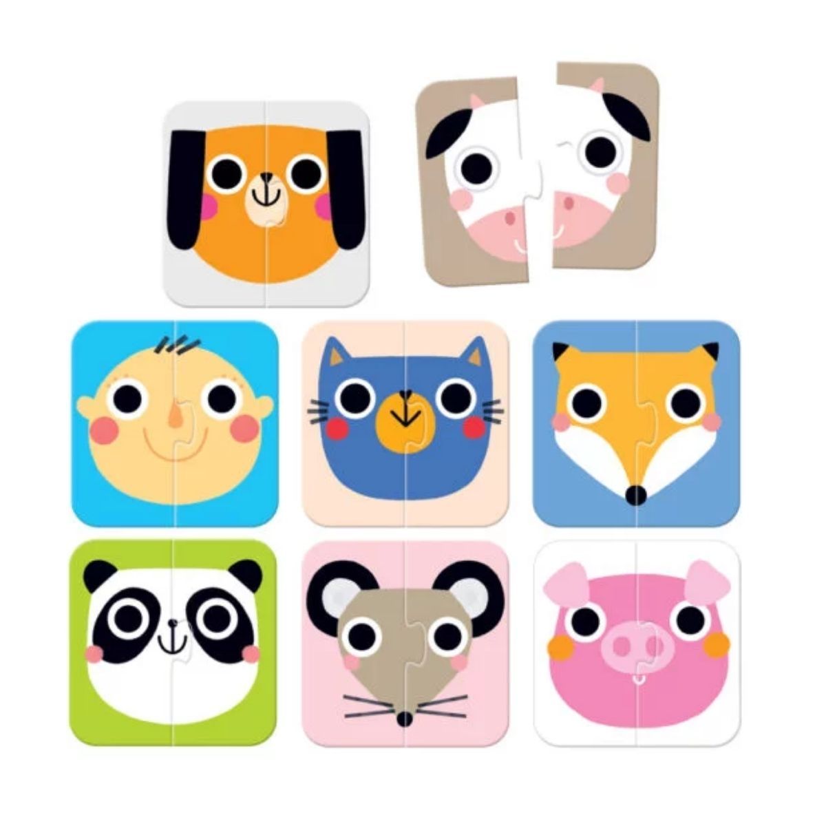 EDITORIAL CONTRAPUNTO - Puzzle Halves Faces (16 piezas, 8 puzzles) 15M+