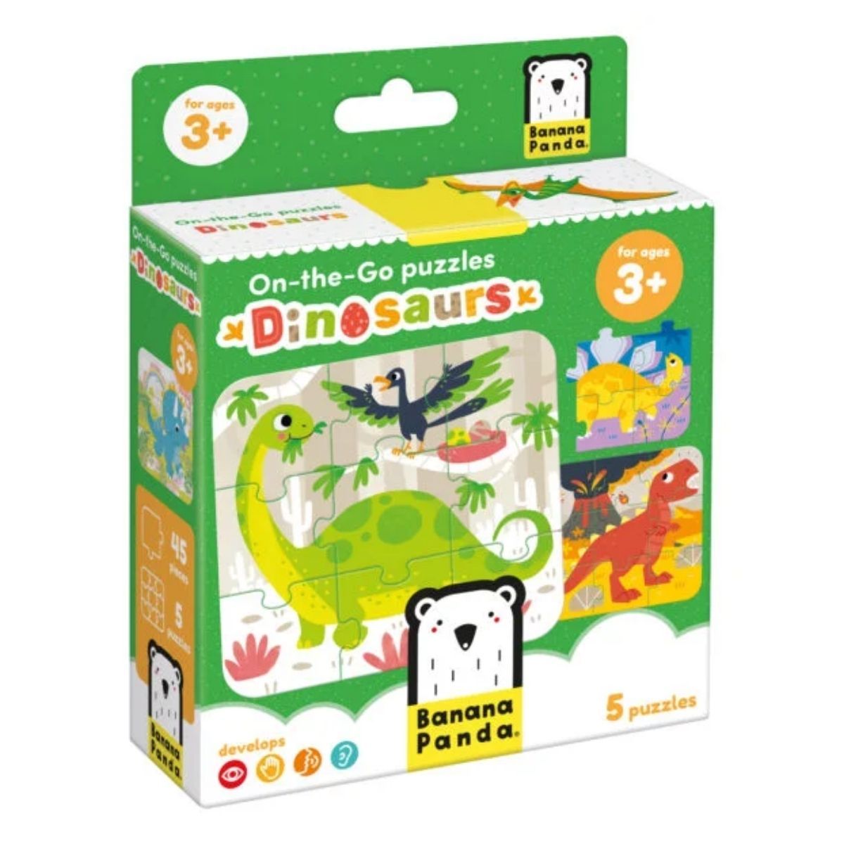 EDITORIAL CONTRAPUNTO - Puzzle Dinosaurs (45 piezas, 5 puzzles) 3+