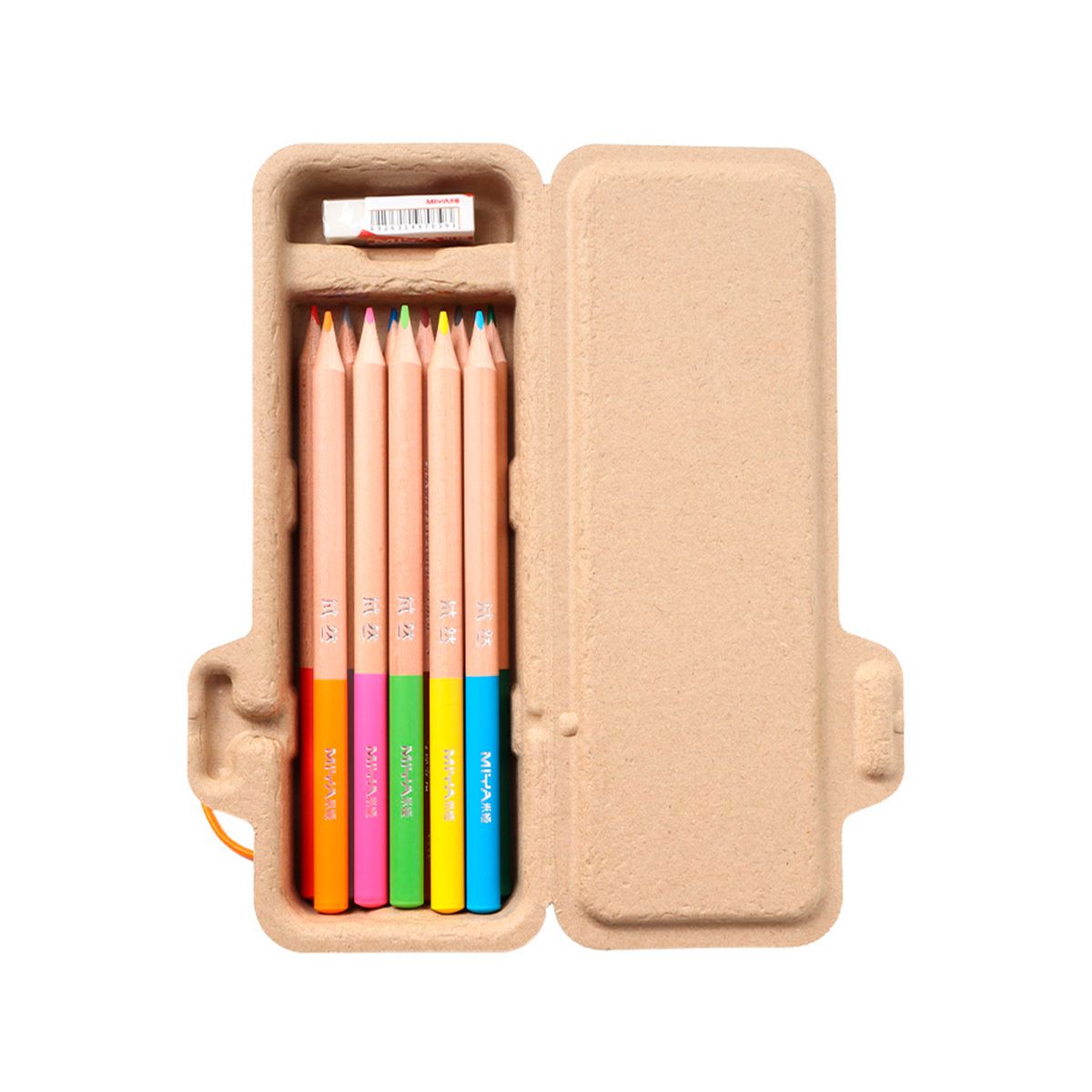 MIYA - MIYA 12 Lápices Ergonómicos de Color Borrable Ecológicos