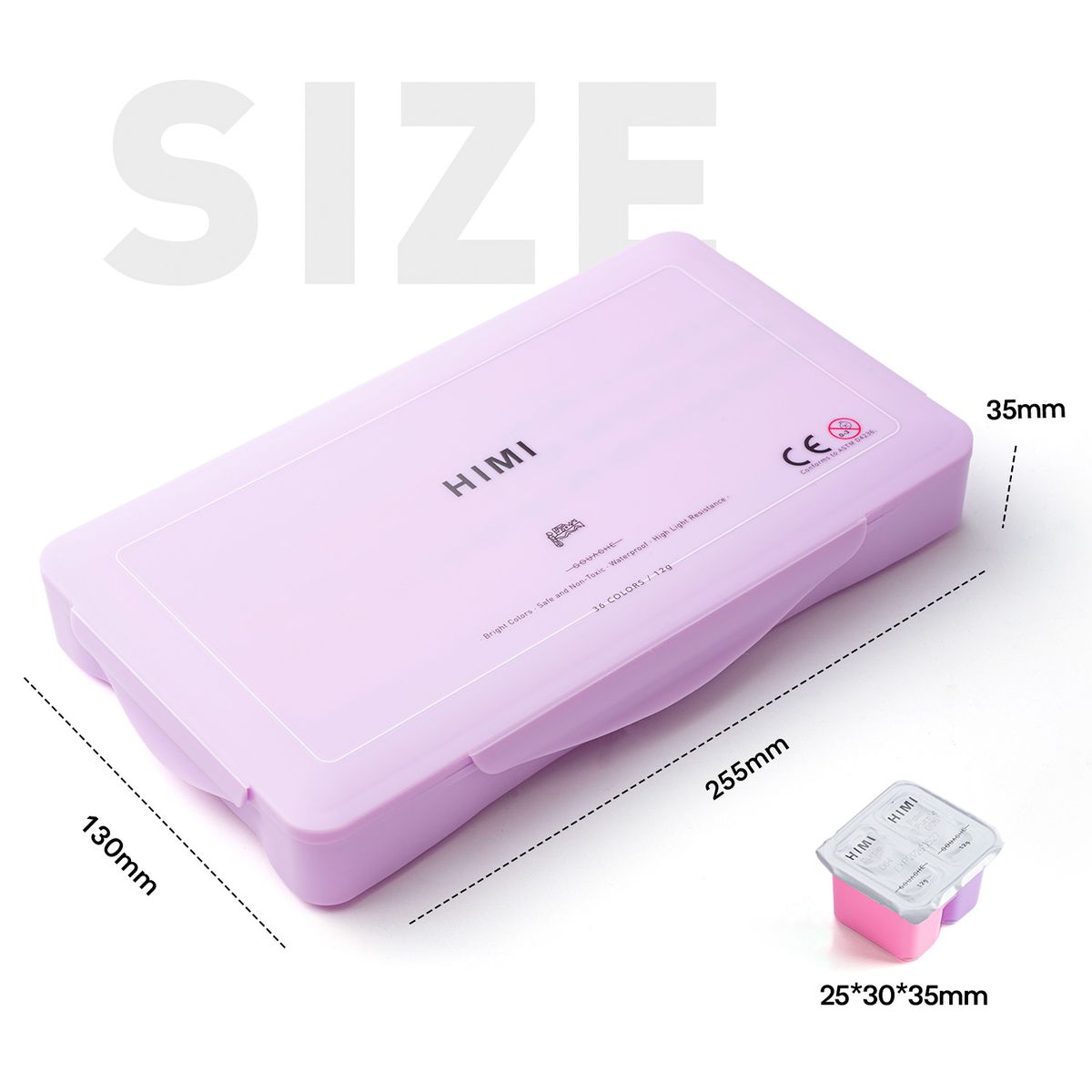 HIMI - HIMI Set Gouache 36 Colores Twin Cup 12g + 3 Pinceles Morado