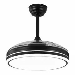 GENERICO - Lampara Ventilador De Techo 3 Tonos Luz. Aspas Retráctil. 3 60hz Negro 1060 M Plástico Transparente