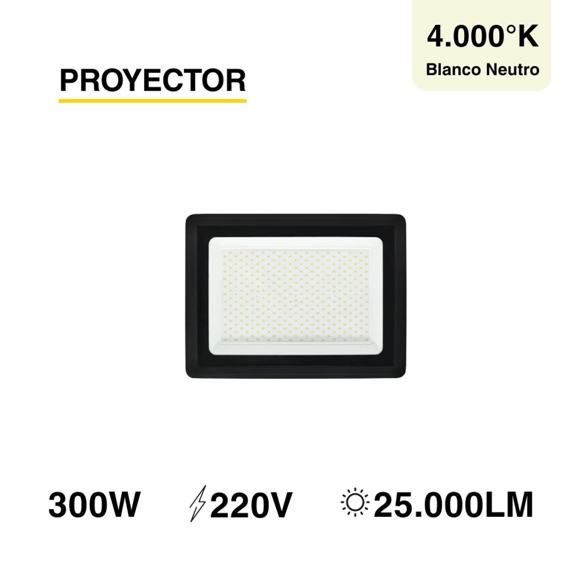Reflector LED Exteriores 300W 25000lm Blanco Neutro 4000K 220V, marca DEMASLED - Foto 2