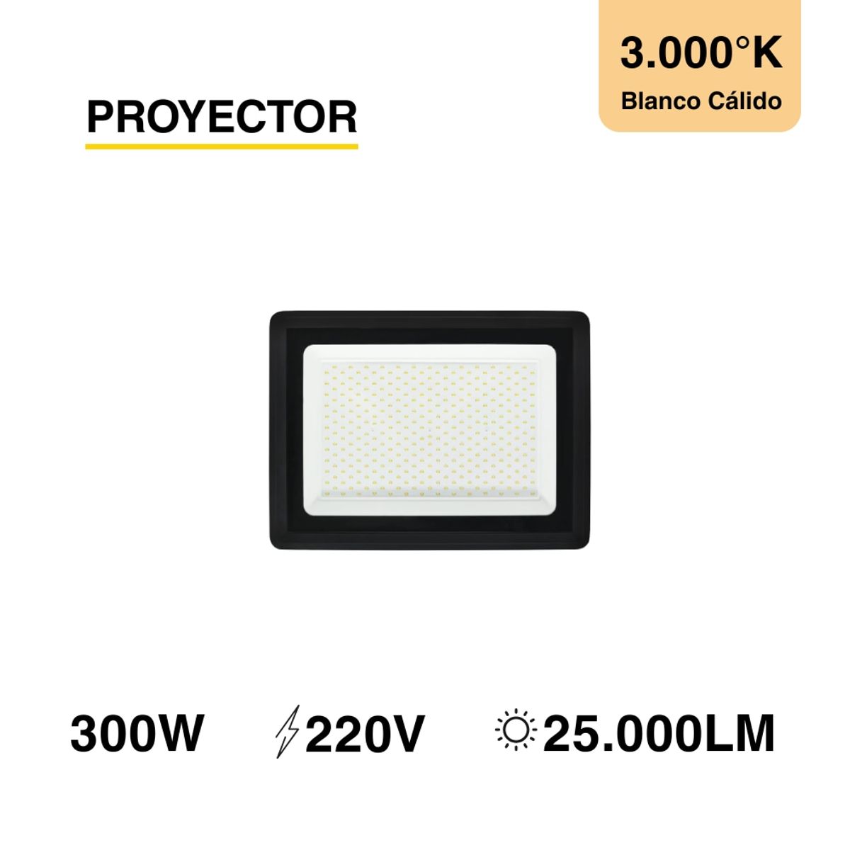 Reflector LED Exteriores 300W 25000lm Blanco Cálido 3000K 220V, marca DEMASLED - Foto 2