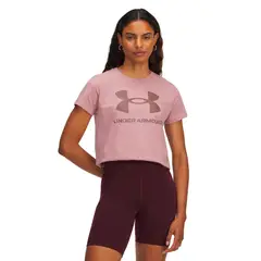 UNDER ARMOUR - Polera Manga Corta Lifestyle para mujer Rival Logo rosado