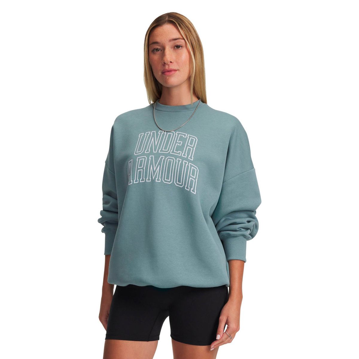 UNDER ARMOUR - Polerón Lifestyle mujer Rival OS Varsity Verde UNDER ARMOUR