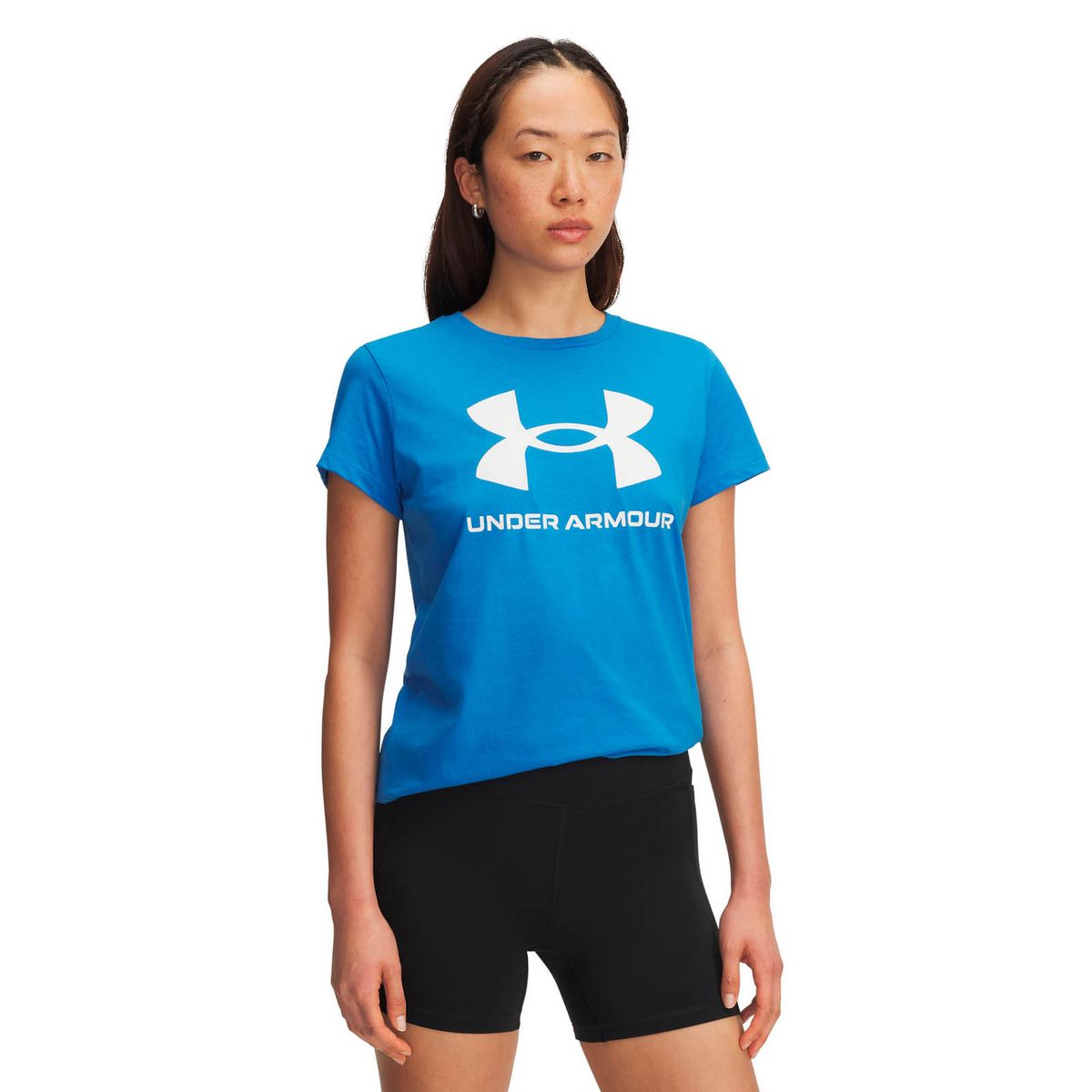 UNDER ARMOUR - Polera Manga Corta Lifestyle para mujer Rival Logo azul UNDER ARMOUR