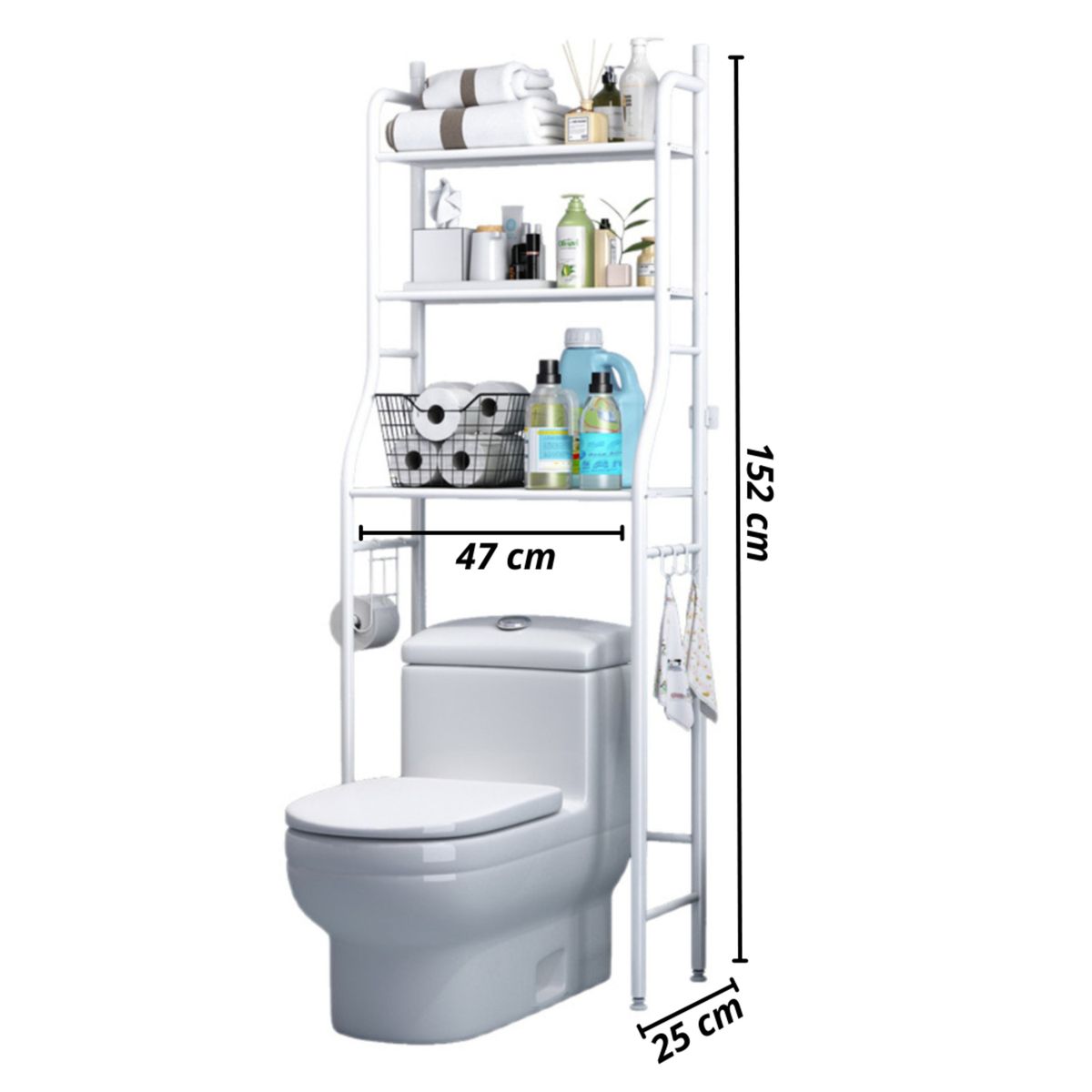 GENERICO - Organizador De Baño Estante 3 Niveles Metálico Armable Blanco