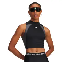UNDER ARMOUR - Polera Sin mangass Training mujer HeatGear Rib negro mujer