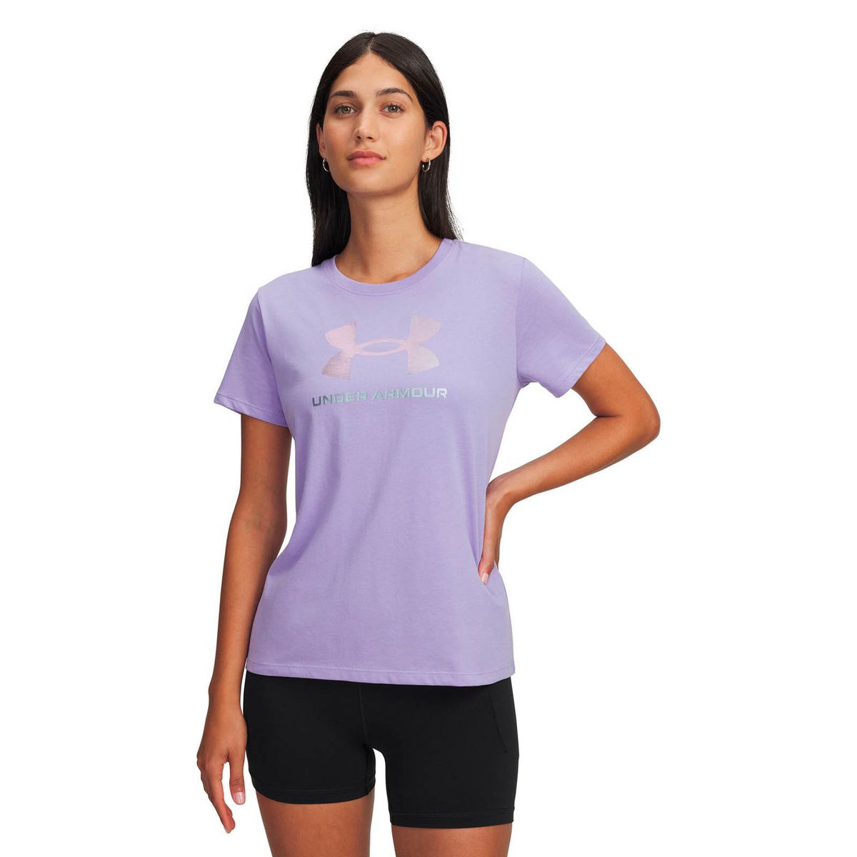 UNDER ARMOUR - Polera Manga Corta Lifestyle para mujer Rival Shimmer morado UNDER ARMOUR