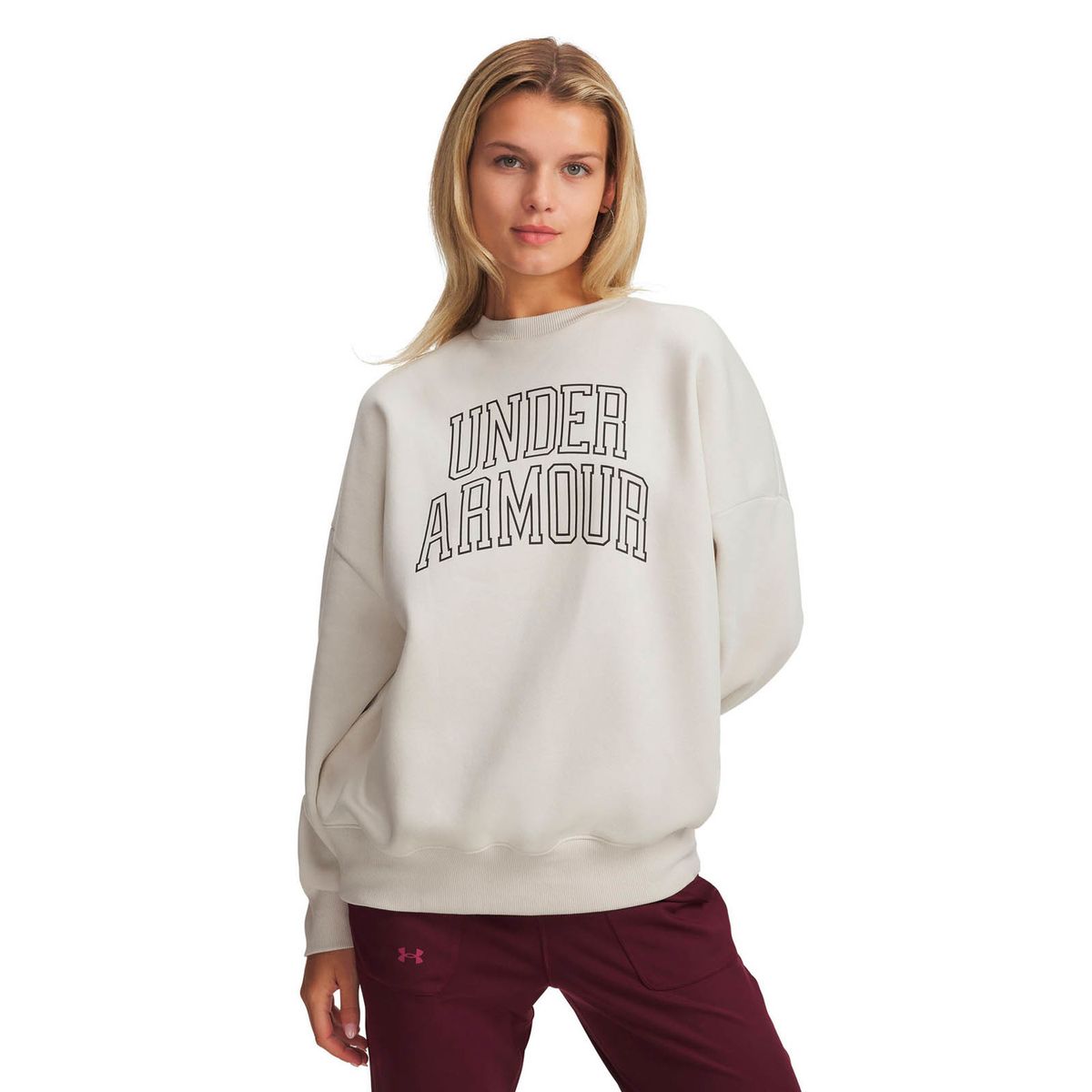 UNDER ARMOUR - Polerón Lifestyle mujer Rival OS Varsity Blanco UNDER ARMOUR