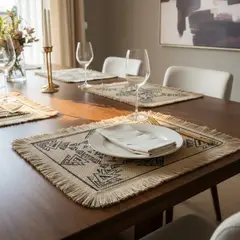 TODOHOGAR SANTIAGO DE CHILE - Set De 6 Individuales yute - Geométrico