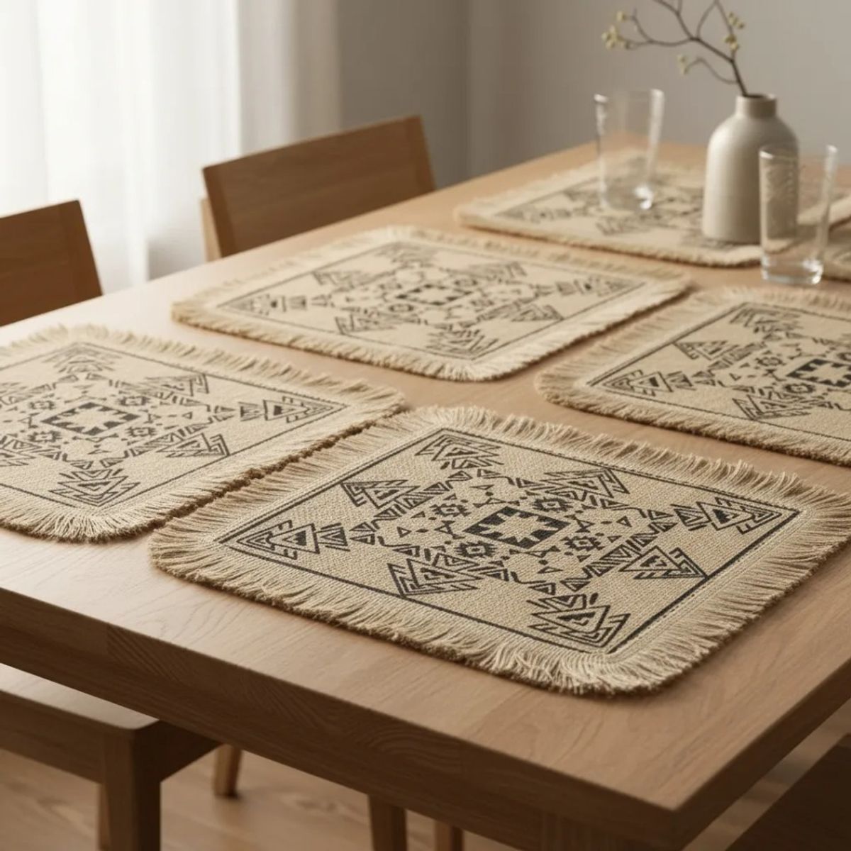 TODOHOGAR SANTIAGO DE CHILE - Set De 6 Individuales yute - Geométrico