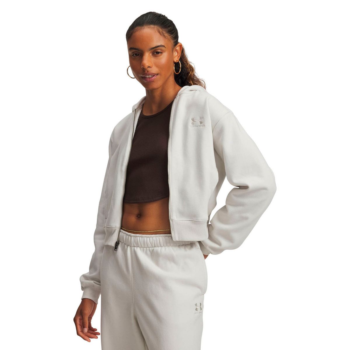 UNDER ARMOUR - Poleron Lifestyle para mujer Icon Vida Fleece blanco UNDER ARMOUR
