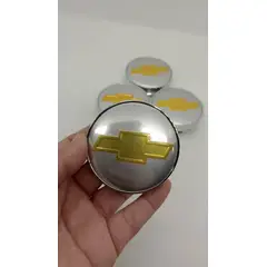 GENERICO - X4 Tapas centro de llantas de auto tunning CHEVROLET PLATEADO CON DORADO 56MM